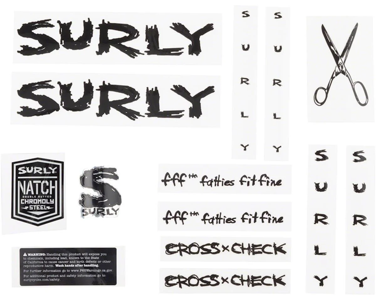Surly Cross Check Frame Decal Set (Black) (w/Scissors)
