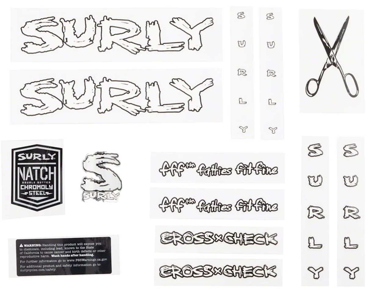 Surly Cross Check Frame Decal Set (White) (w/Scissors)